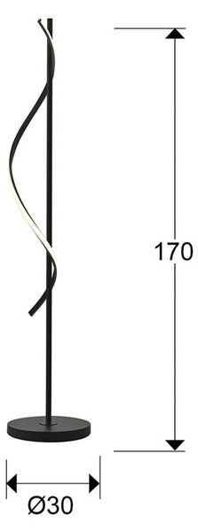 Schuller Valencia Lampa stojąca LED Boa, czarny, salon / jadalnia, aluminium, nowoczesny