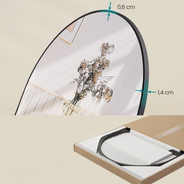 Zaokrąglone lustro UMBRA, 160x50 cm, czarne SongmicsHome