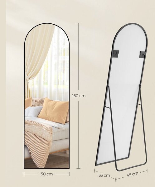 Zaokrąglone lustro UMBRA, 160x50 cm, czarne SongmicsHome