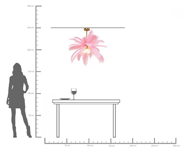 KARE Lampa wisząca designerska Feather Palm, możliwość ściemniania, fioletowy / różowy / bladoróżowy, salon / jadalnia, design