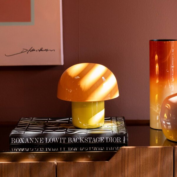 KARE Lampa stołowa design Mushroom, żółty / pomarańczowy, salon / jadalnia, metal, design