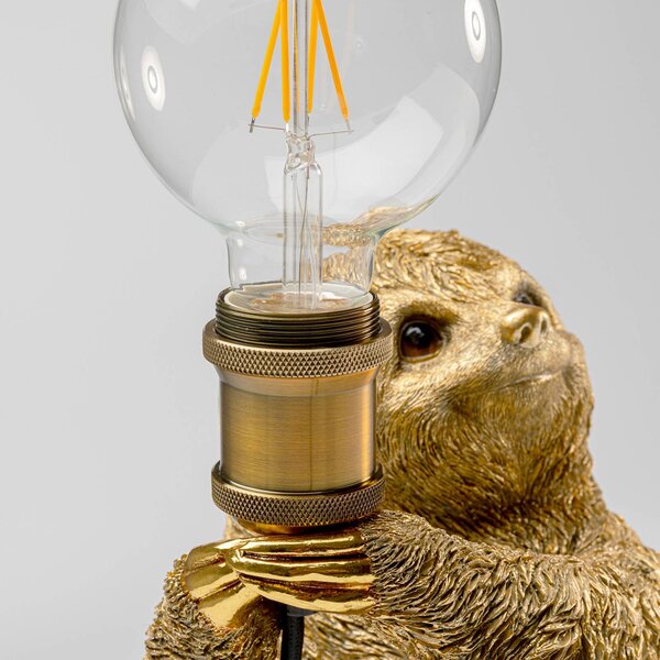 KARE Lampa stołowa design Animal Sloth, mosiężny / złoty, salon / jadalnia, tworzywo sztuczne, design