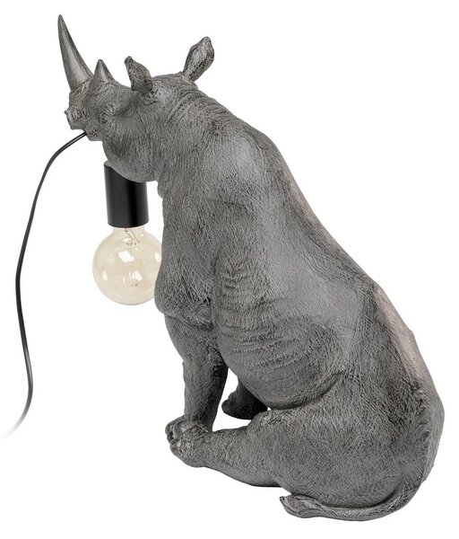 KARE Lampa stołowa design Sitting Rhino, aluminiowy / szary / cynkowy, salon / jadalnia, tworzywo sztuczne, design
