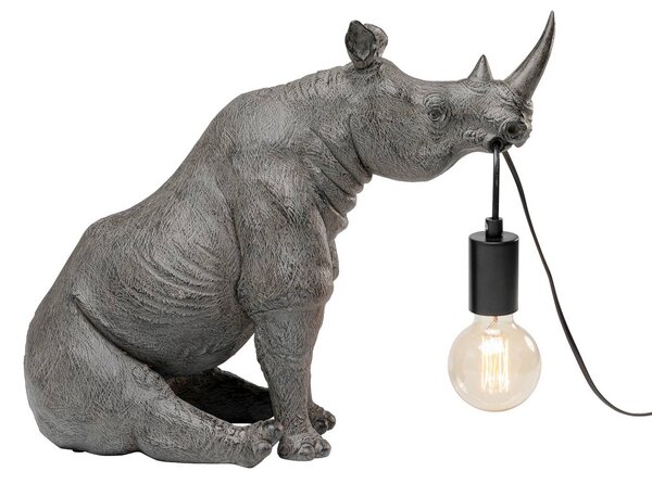 KARE Lampa stołowa design Sitting Rhino, aluminiowy / szary / cynkowy, salon / jadalnia, tworzywo sztuczne, design