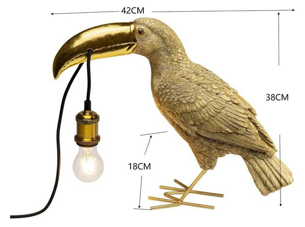 KARE Lampa stołowa design Toucan, mosiężny / złoty, salon / jadalnia, tworzywo sztuczne, design