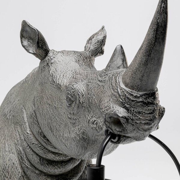 KARE Lampa stołowa design Sitting Rhino, aluminiowy / szary / cynkowy, salon / jadalnia, tworzywo sztuczne, design