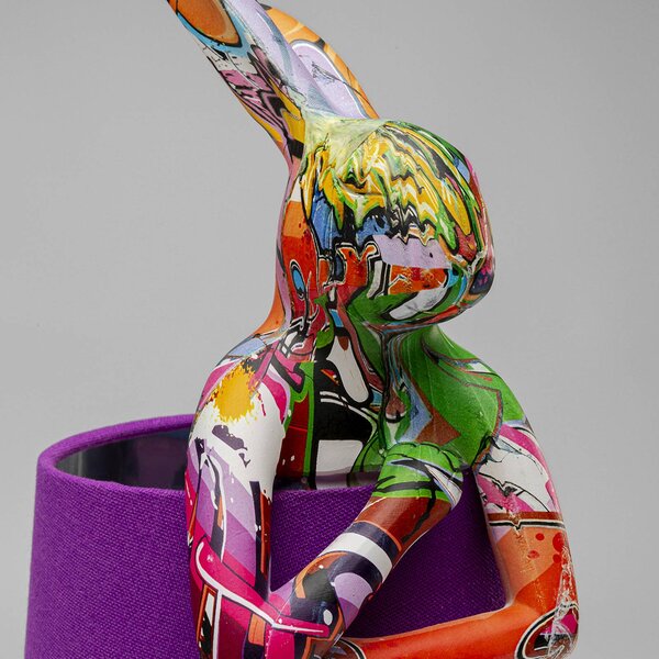 KARE Lampa stołowa design Animal Rabbit, fioletowy / różowy / bladoróżowy, salon / jadalnia, tkanina / materiał / jedwab, design