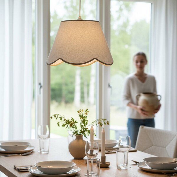 PR Home Lampa wisząca Nell, możliwość ściemniania, biały / opal, salon / jadalnia, tkanina / materiał / jedwab