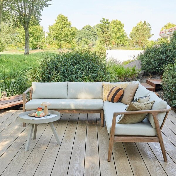 Brązowa tapicerowana sofa ogrodowa (w kształcie litery L) Biam – WOOOD
