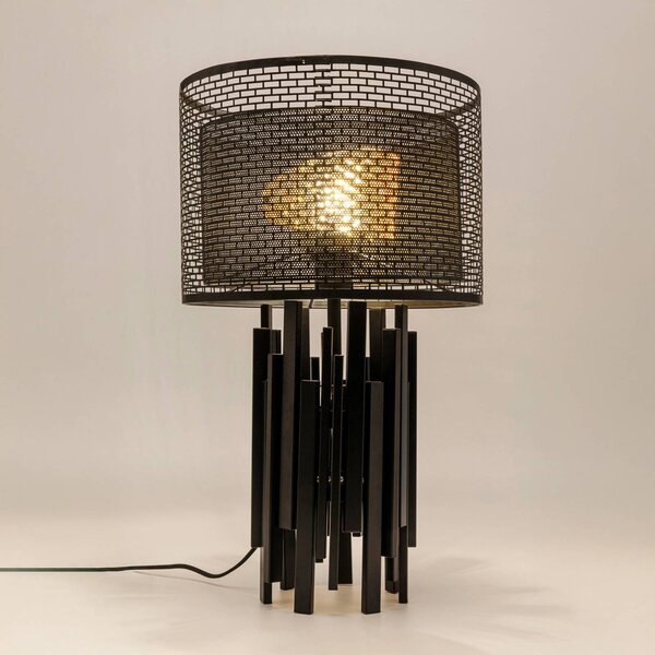 KARE Lampa stołowa design Coachella Glam, czarny, salon / jadalnia, metal, design