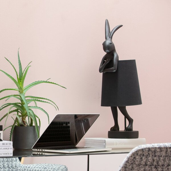KARE Lampa stołowa Animal Rabbit, czarny, salon / jadalnia, tworzywo sztuczne, design
