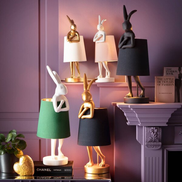KARE Lampa stołowa Animal Rabbit, czarny, salon / jadalnia, tworzywo sztuczne, design