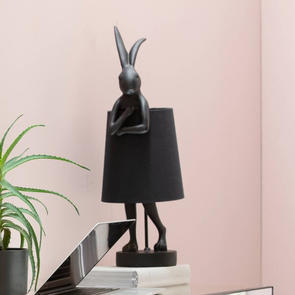 KARE Lampa stołowa Animal Rabbit, czarny, salon / jadalnia, tworzywo sztuczne, design