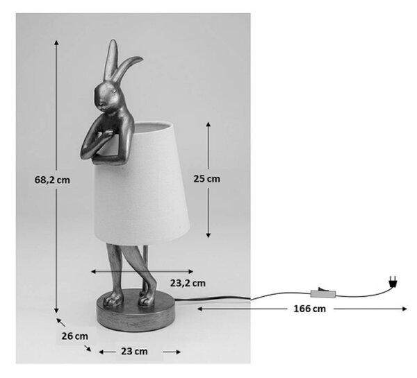 KARE Lampa stołowa Animal Rabbit, czarny, salon / jadalnia, tworzywo sztuczne, design