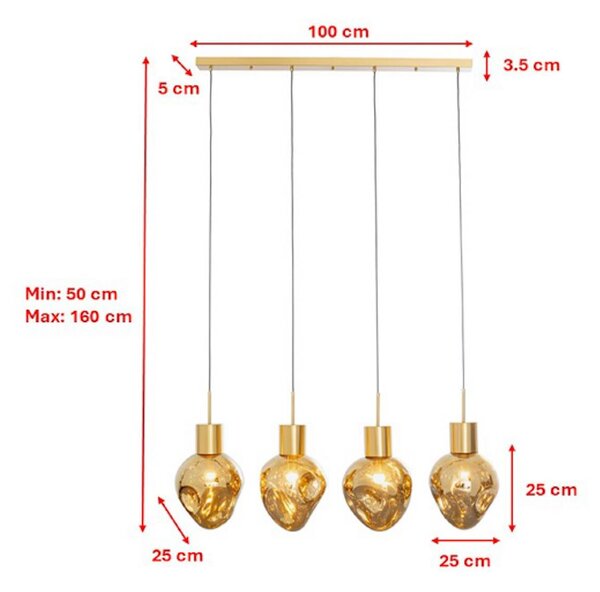 KARE Lampa wisząca designerska Supernova, możliwość ściemniania, mosiężny / złoty, salon / jadalnia, szkło, design