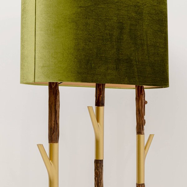 KARE Lampa stojąca designerska Twig, zielony, salon / jadalnia, tkanina / materiał / jedwab, design