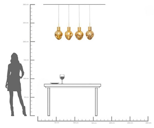 KARE Lampa wisząca designerska Supernova, możliwość ściemniania, mosiężny / złoty, salon / jadalnia, szkło, design