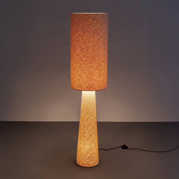 KARE Lampa stojąca designerska Marleen, kremowy / amber, salon / jadalnia, tkanina / materiał / jedwab, design