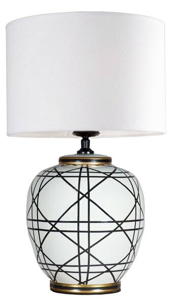 PR Home Lampa stołowa New York, biały / opal, salon / jadalnia, tkanina / materiał / jedwab