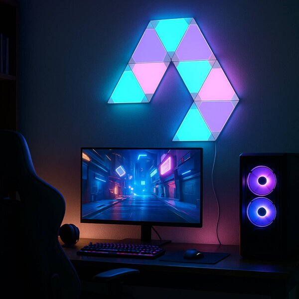 Calex Smart LED kinkiet TRIANGLES, 9-częściowy, RGBW, ściemniany możliwość ściemniania, biały / opal, salon / jadalnia, tworzywo sztuczne, nowoczesny