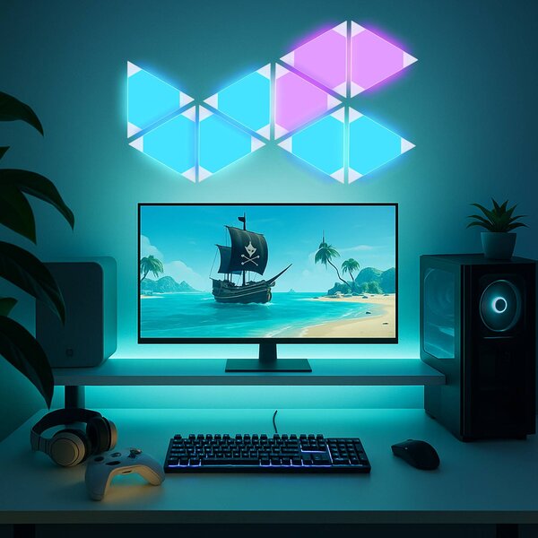 Calex Smart LED kinkiet TRIANGLES, 9-częściowy, RGBW, ściemniany możliwość ściemniania, biały / opal, salon / jadalnia, tworzywo sztuczne, nowoczesny