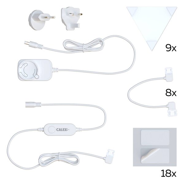Calex Smart LED kinkiet TRIANGLES, 9-częściowy, RGBW, ściemniany możliwość ściemniania, biały / opal, salon / jadalnia, tworzywo sztuczne, nowoczesny