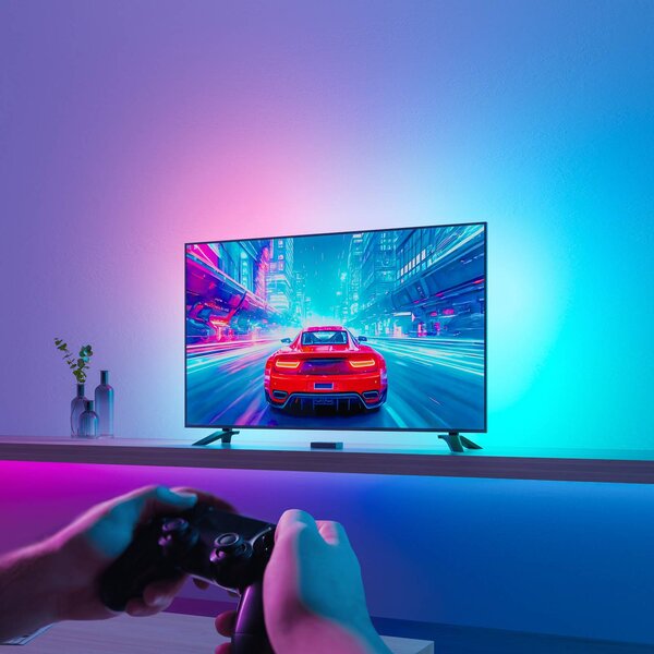 Calex Zestaw Smart HDMI Sync Box z taśmą LED, 250 cm, RGBW Set, możliwość ściemniania, biały / opal, salon / jadalnia, tworzywo sztuczne, nowoczesny