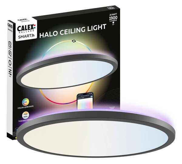 Calex Inteligentna lampa sufitowa Smart HALO, możliwość ściemniania, czarny, salon / jadalnia, tworzywo sztuczne, nowoczesny