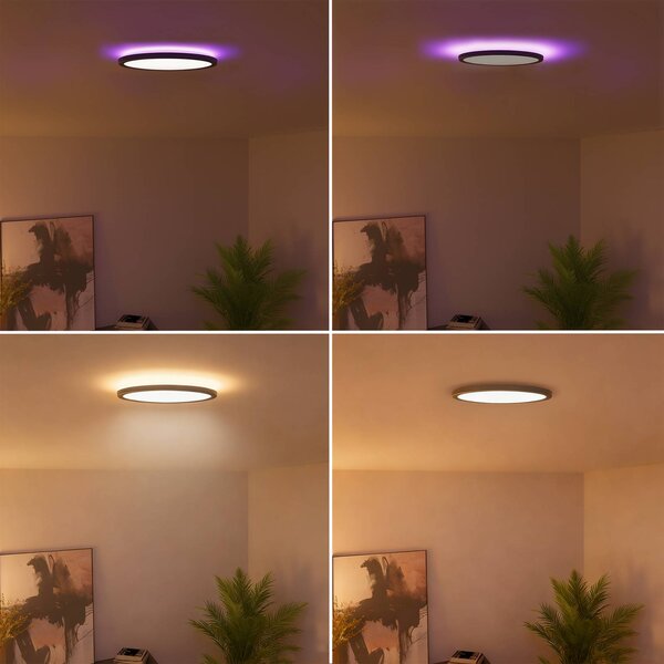 Calex Inteligentna lampa sufitowa Smart HALO, możliwość ściemniania, czarny, salon / jadalnia, tworzywo sztuczne, nowoczesny
