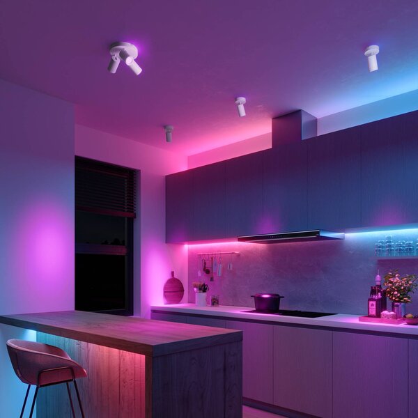 Calex Smart Reflektor sufitowy LED, biały, Ø 21 cm, 3-punktowa, GU10-LED RGBW Smart, możliwość ściemniania, biały / opal, salon / jadalnia, metal, nowoczesny