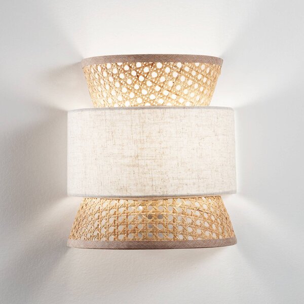Luce Ambiente Design Kinkiet Gazebo, możliwość ściemniania, kremowy / amber, salon / jadalnia, drewno
