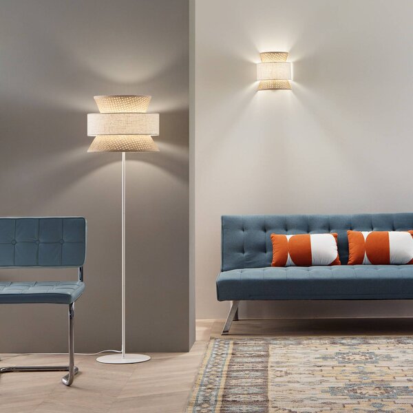 Luce Ambiente Design Lampa stojąca Gazebo, kremowy / amber, salon / jadalnia, drewno