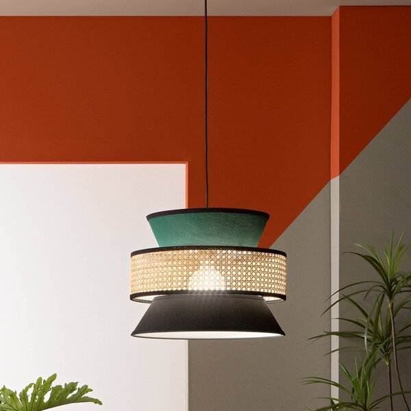 Luce Ambiente Design Lampa wisząca Gazebo, możliwość ściemniania, zielony, salon / jadalnia, tkanina / materiał / jedwab