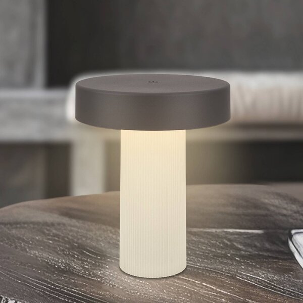 Briloner lampa stołowa LED Bito, antracyt/biała, wysokość 20 cm, IP44 możliwość ściemniania, salon / jadalnia, metal, nowoczesny