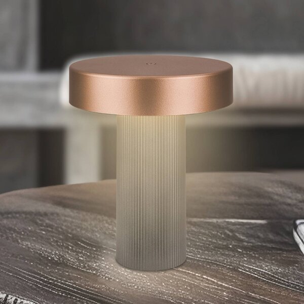 Briloner Lampa stołowa LED Bito, brązowo-antracytowa, wysokość 20 cm, IP44 możliwość ściemniania, salon / jadalnia, metal, nowoczesny