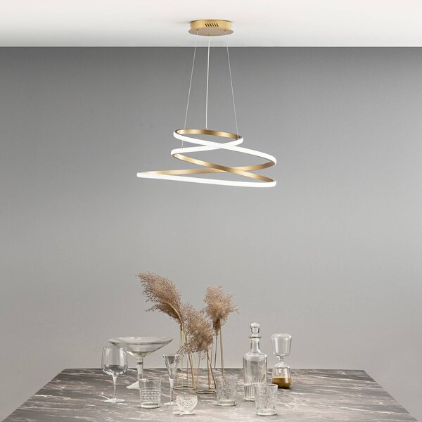 Luce Ambiente Design Lampa wisząca Coaster, mosiężny / złoty, salon / jadalnia, aluminium, nowoczesny
