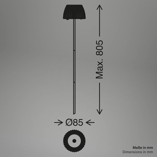 Briloner Lampa z grotem ziemnym LED RIFFLE MINI, antracyt, Ø 9 cm, IP44 możliwość ściemniania, czarny, metal, nowoczesny