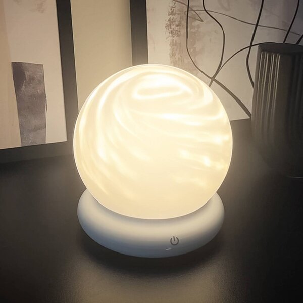 Briloner Lampa stołowa LED LUSTRO, biała, Ø 15 cm, RGBW, touchdim możliwość ściemniania, biały / opal, salon / jadalnia, tworzywo sztuczne, nowoczesny