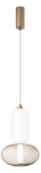 Luce Ambiente Design Lampa wisząca Inkas, mosiężny / złoty, salon / jadalnia, szkło