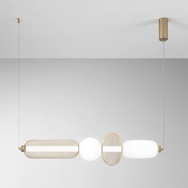Luce Ambiente Design Lampa wisząca Inkas, mosiężny / złoty, salon / jadalnia, szkło