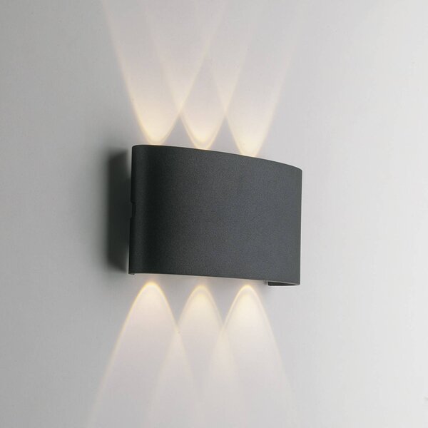 INTEC Kinkiet zewnętrzny LED Betle, czarny, aluminium, nowoczesny