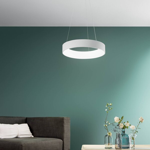 Luce Ambiente Design Lampa wisząca Noah, biały / opal, salon / jadalnia, aluminium, nowoczesny