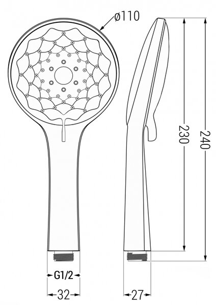 Mexen R-74 rączka prysznicowa 3-funkcyjna, chrom/biała - 79574-00