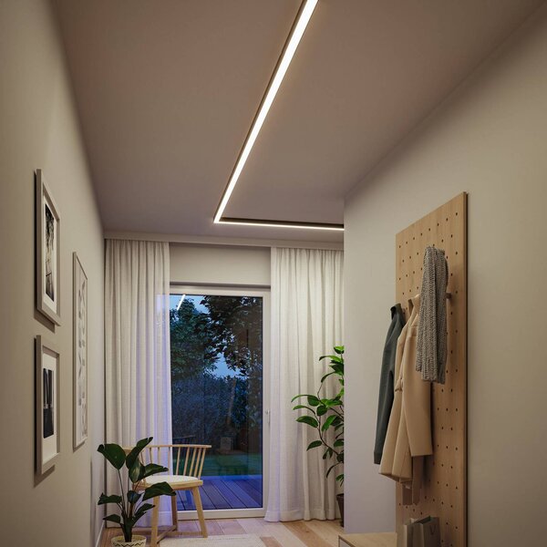 Paulmann Listwa LED Linion, czarna, narożnik 90°, 3000 K możliwość ściemniania, czarny, salon / jadalnia, aluminium, nowoczesny