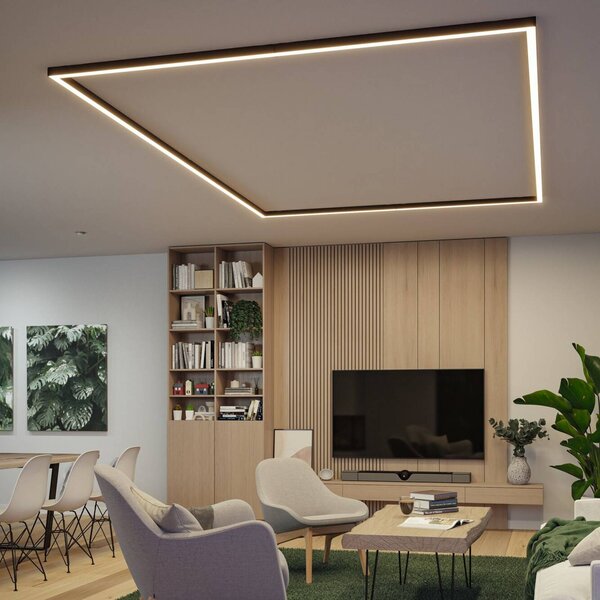 Paulmann Listwa LED Linion, czarna, narożnik 90°, 3000 K możliwość ściemniania, czarny, salon / jadalnia, aluminium, nowoczesny