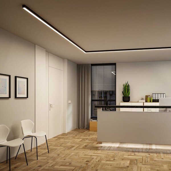 Paulmann Listwa LED Linion, czarna, narożnik 90°, 3000 K możliwość ściemniania, czarny, salon / jadalnia, aluminium, nowoczesny