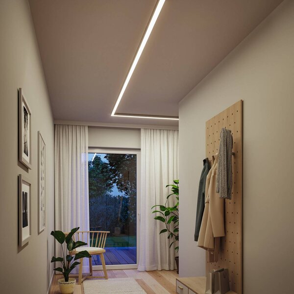 Paulmann Listwa LED Linion, chrom, narożnik 90°, 3000 K możliwość ściemniania, aluminiowy / szary / cynkowy, salon / jadalnia, aluminium, nowoczesny