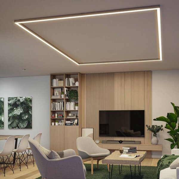 Paulmann Listwa LED Linion, chrom, narożnik 90°, 3000 K możliwość ściemniania, aluminiowy / szary / cynkowy, salon / jadalnia, aluminium, nowoczesny