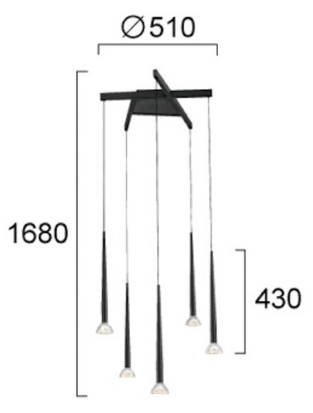 Viokef Lampa wisząca Rina, czarny, salon / jadalnia, metal, nowoczesny