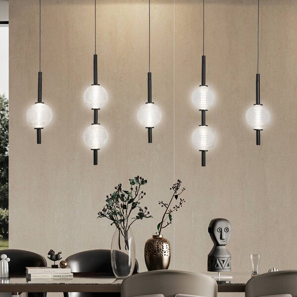 Viokef Lampa wisząca Abeona, czarny, salon / jadalnia, metal